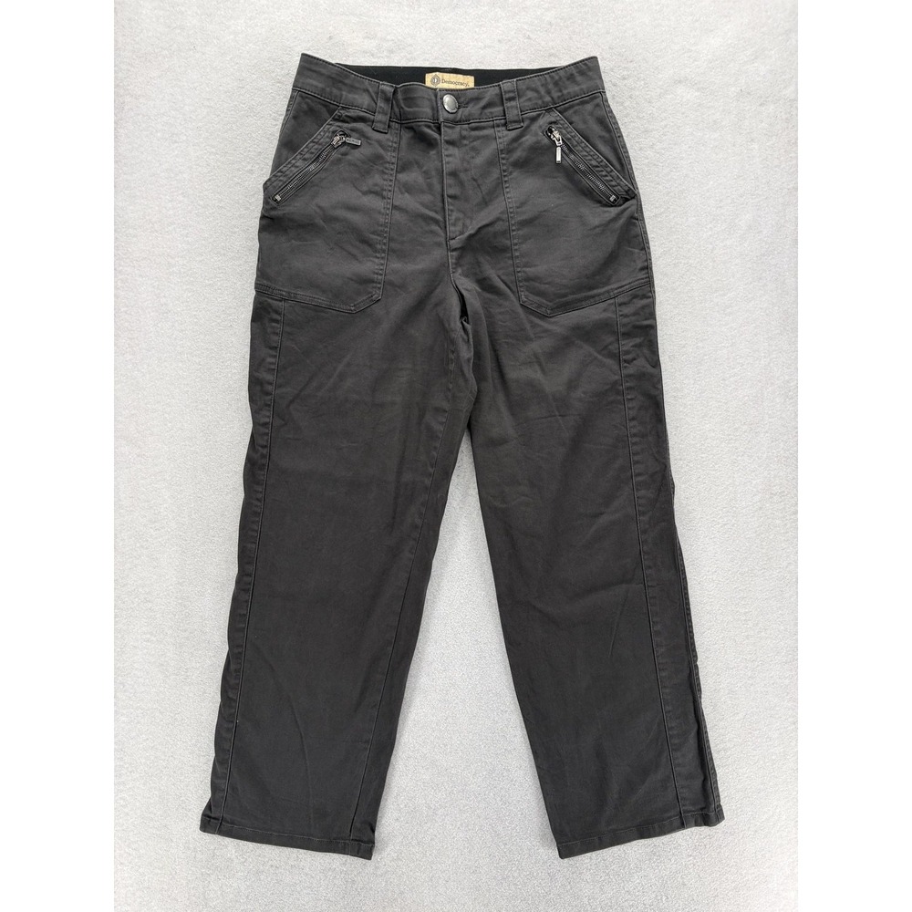 Democracy Ab Solution Twill Utility Pants Womens 12 Gray Straight Leg Stretch